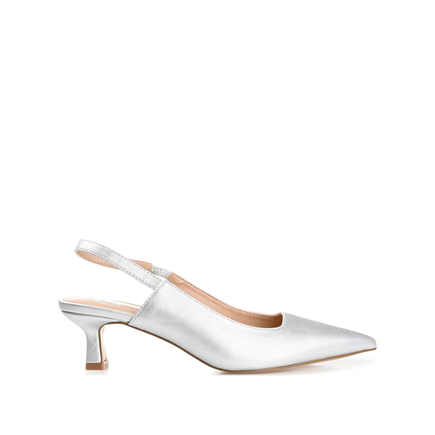 Paulina Slingback Kitten Heels in Patent Silver