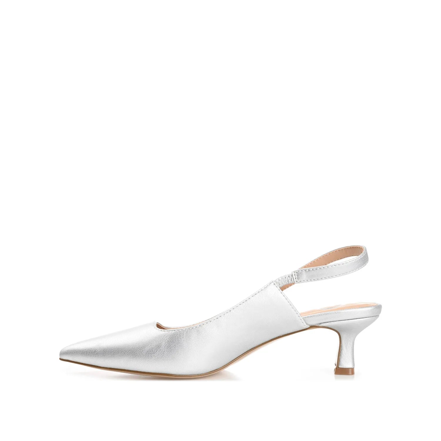 Paulina Slingback Kitten Heels in Patent Silver