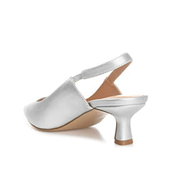 Paulina Slingback Kitten Heels in Patent Silver