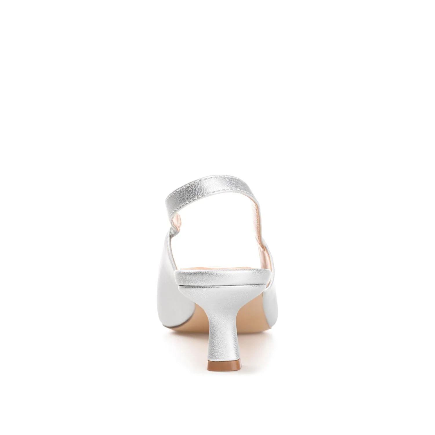 Paulina Slingback Kitten Heels in Patent Silver