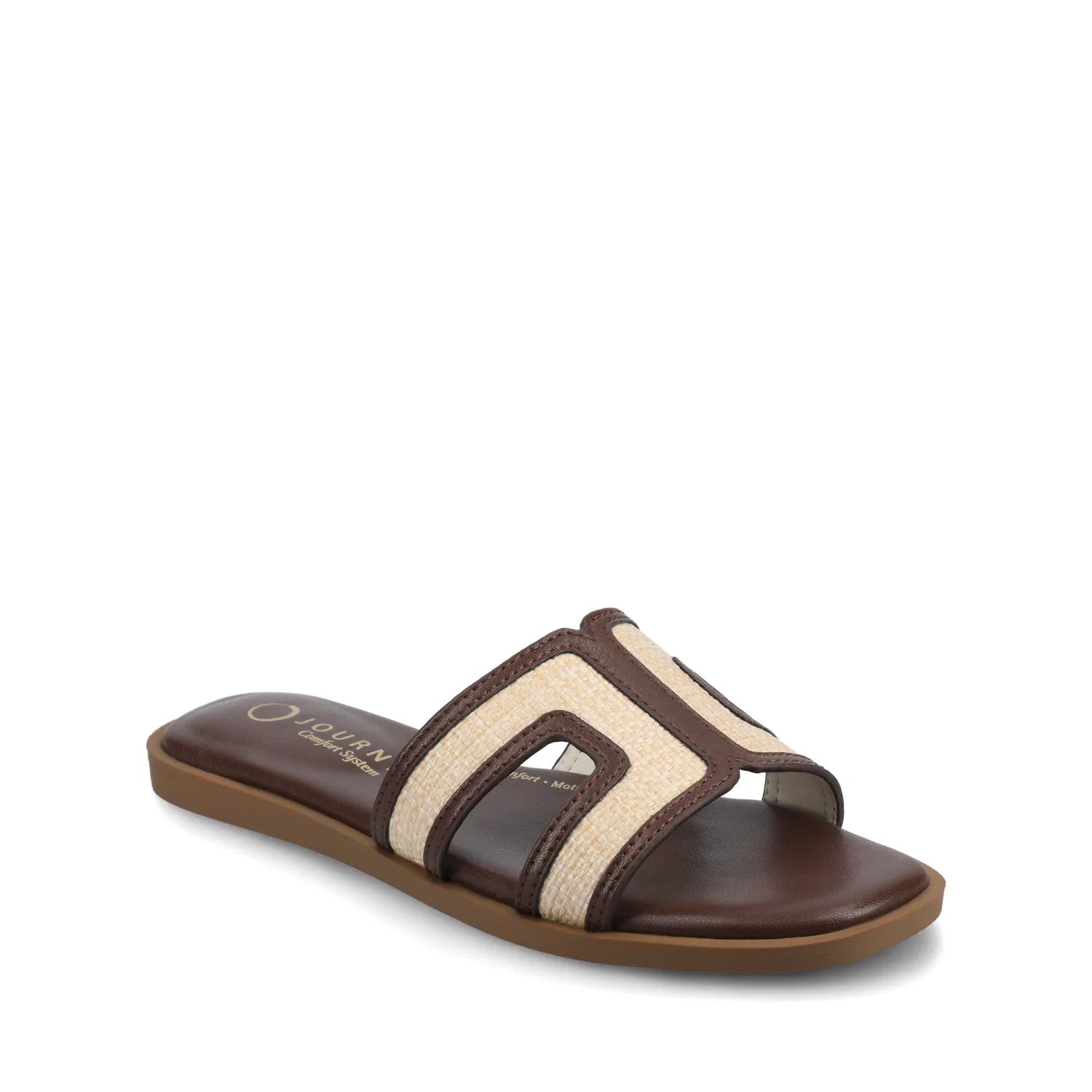 PRIMAH Flat Sandals in Chocolate Raffia