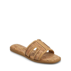 PRIMAH Wide Flat Sandals in Cork
