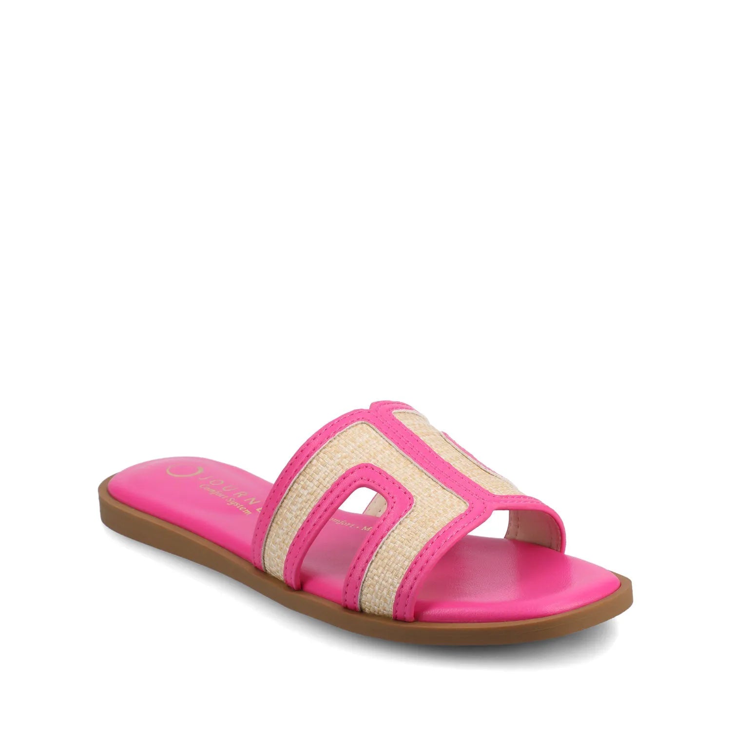 PRIMAH Flat Sandals in Fuchsia Raffia