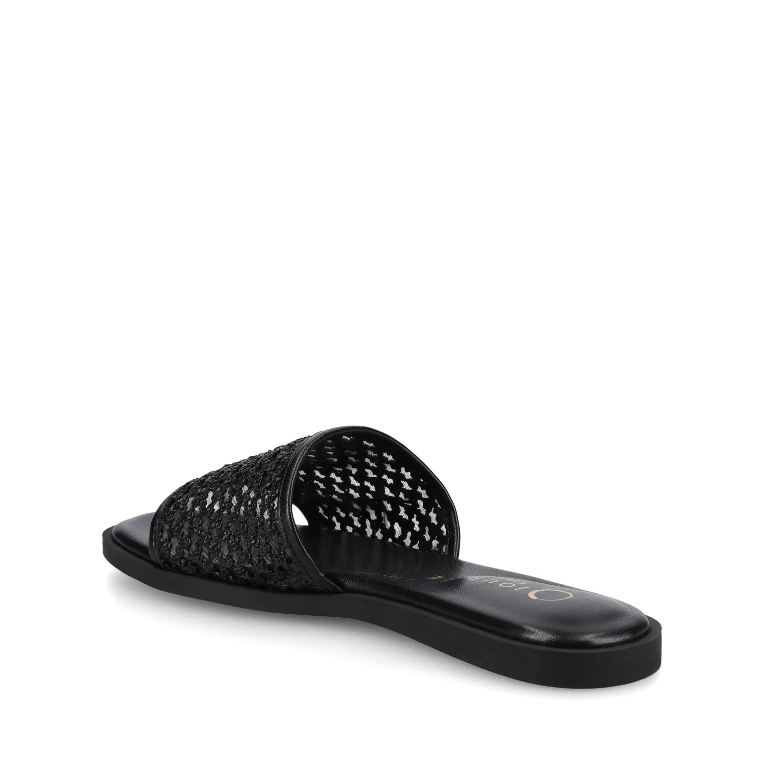 Prisilla Slide Sandals in Statement Black Open Raffia