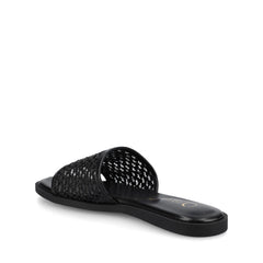 Prisilla Slide Sandals in Statement Black Open Raffia