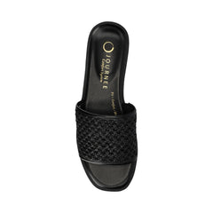 Prisilla Slide Sandals in Statement Black Open Raffia