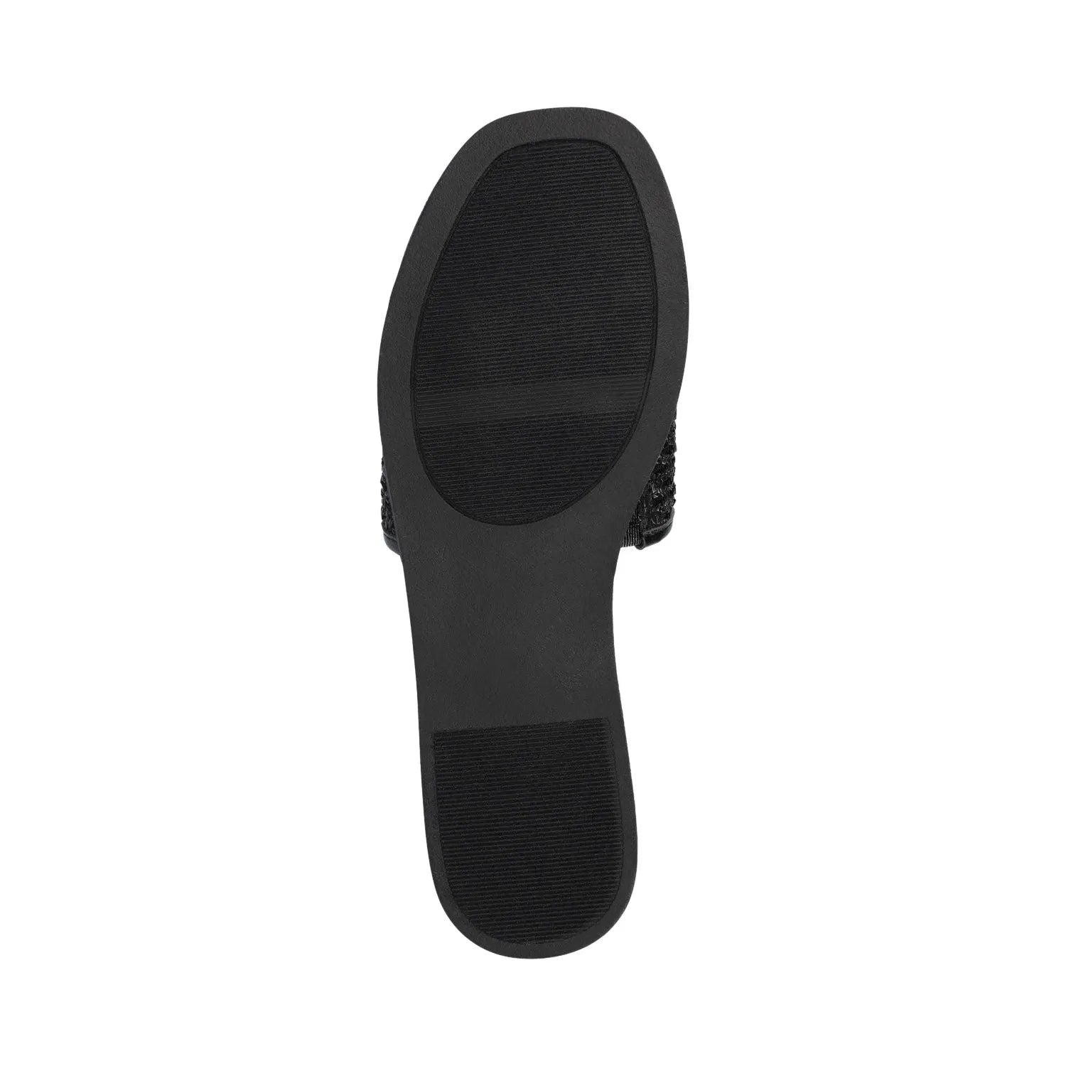 Prisilla Slide Sandals in Statement Black Open Raffia