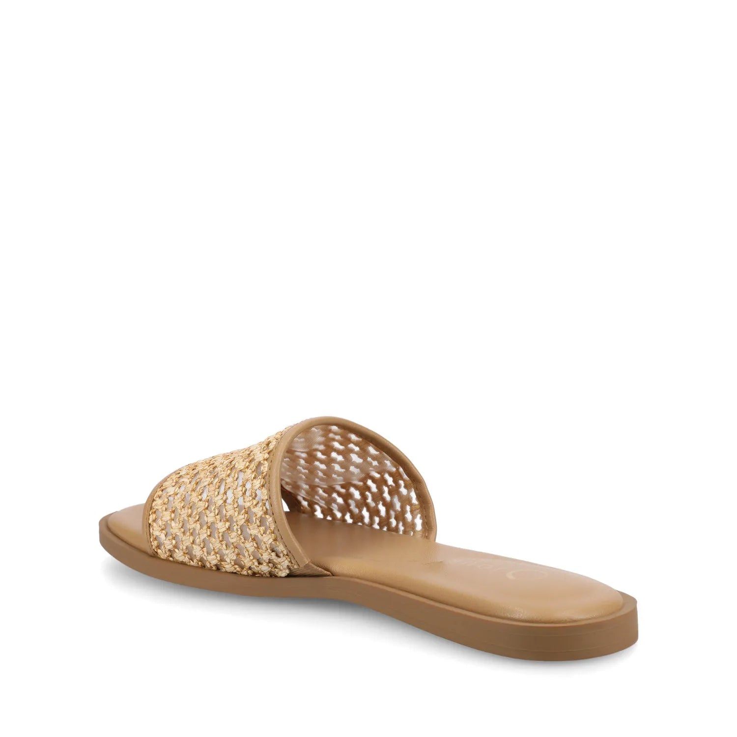 PRISILLA Slide Sandals in Statement - Cognac Open Raffia