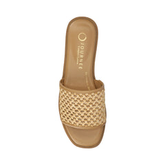 PRISILLA Slide Sandals in Statement - Cognac Open Raffia