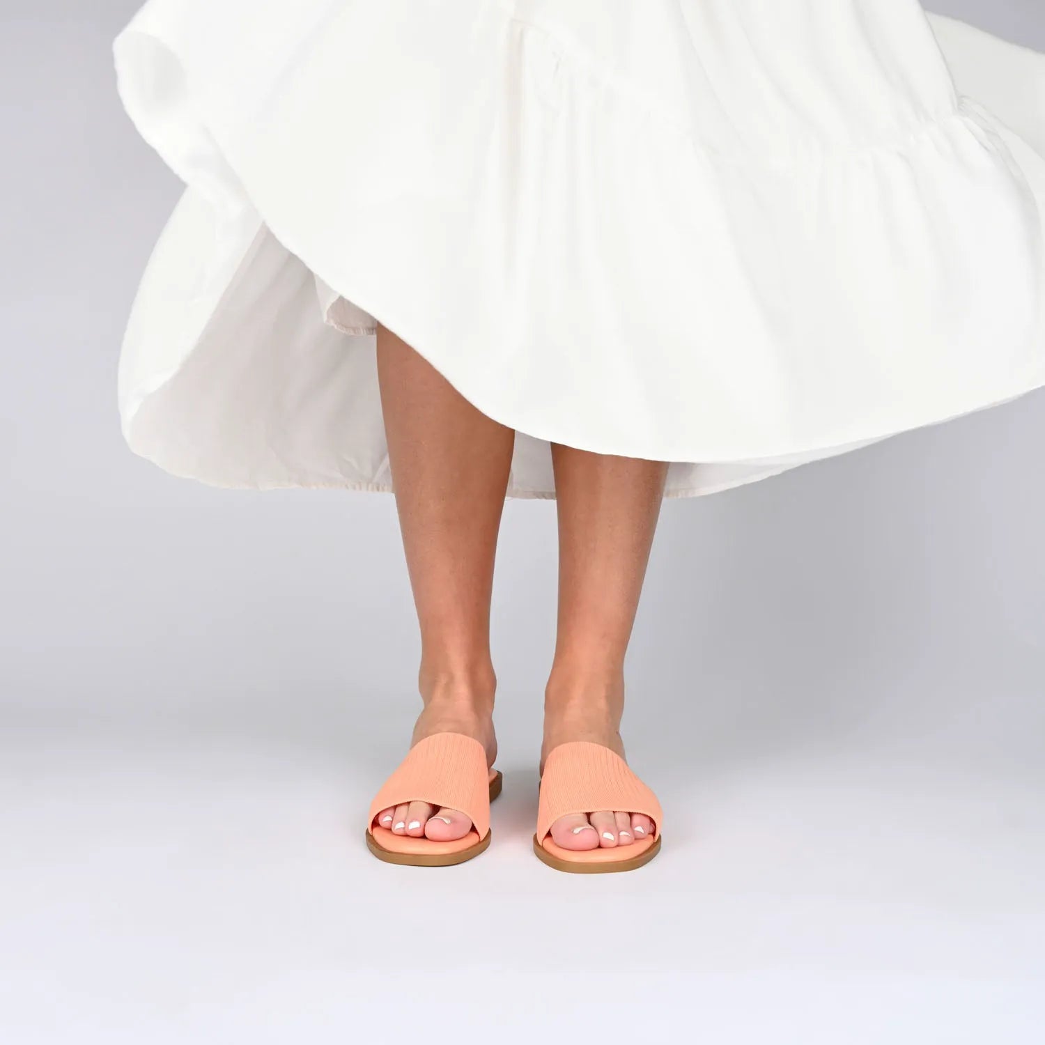 Prisilla Knit Slide Sandals - Peach
