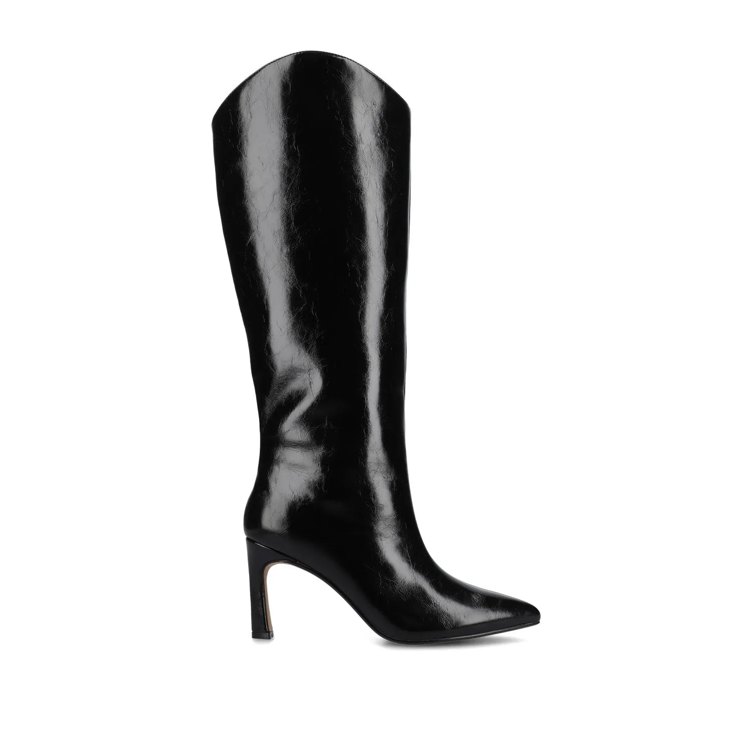 REHELA Knee High Boots in Vegan Leather - Black Patent