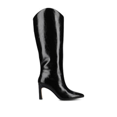 REHELA Knee High Boots in Vegan Leather - Black Patent