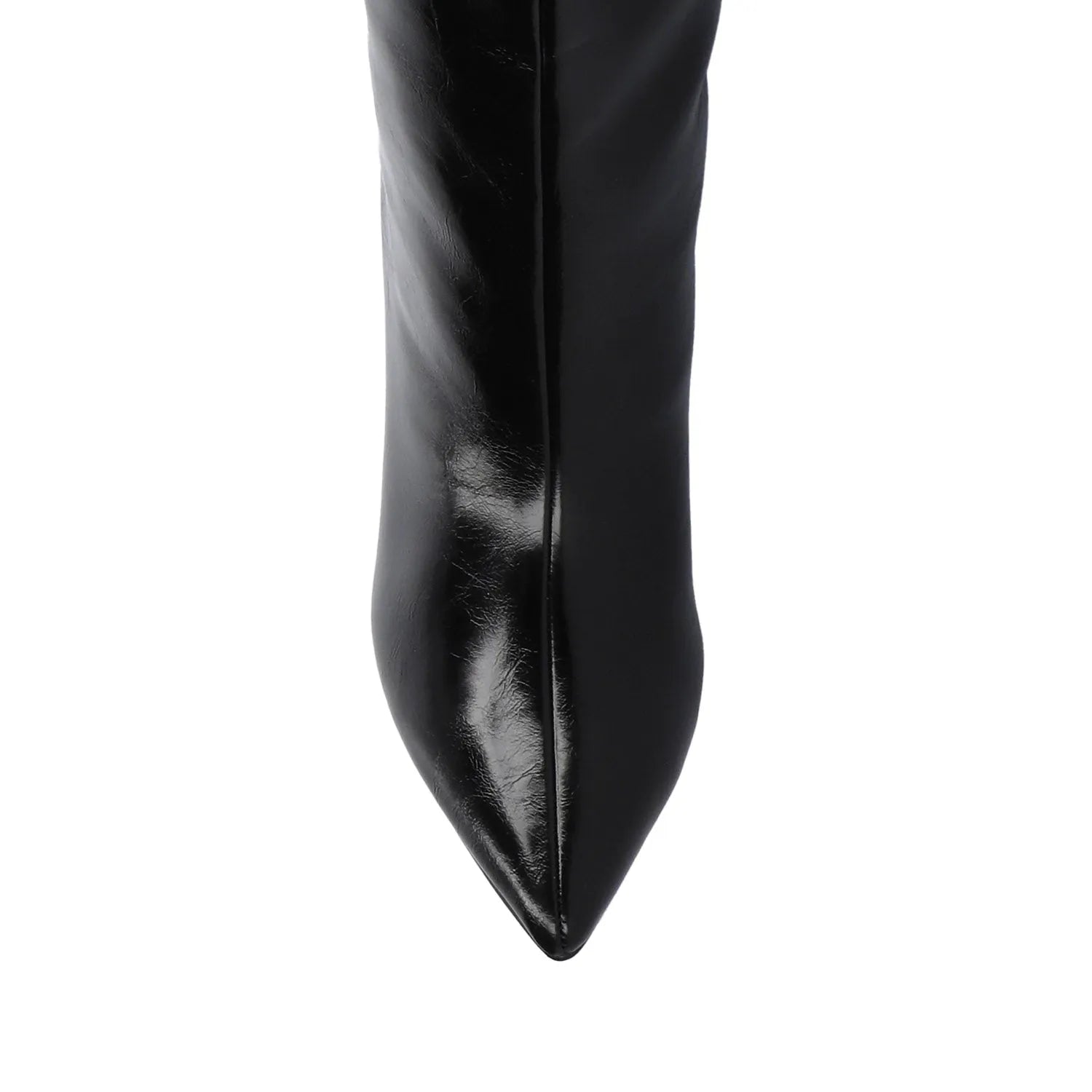 REHELA Knee High Boots in Vegan Leather - Black Patent