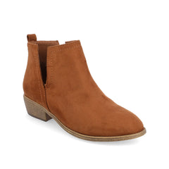 Rimi Block Heeled Booties in Faux Suede - Camel