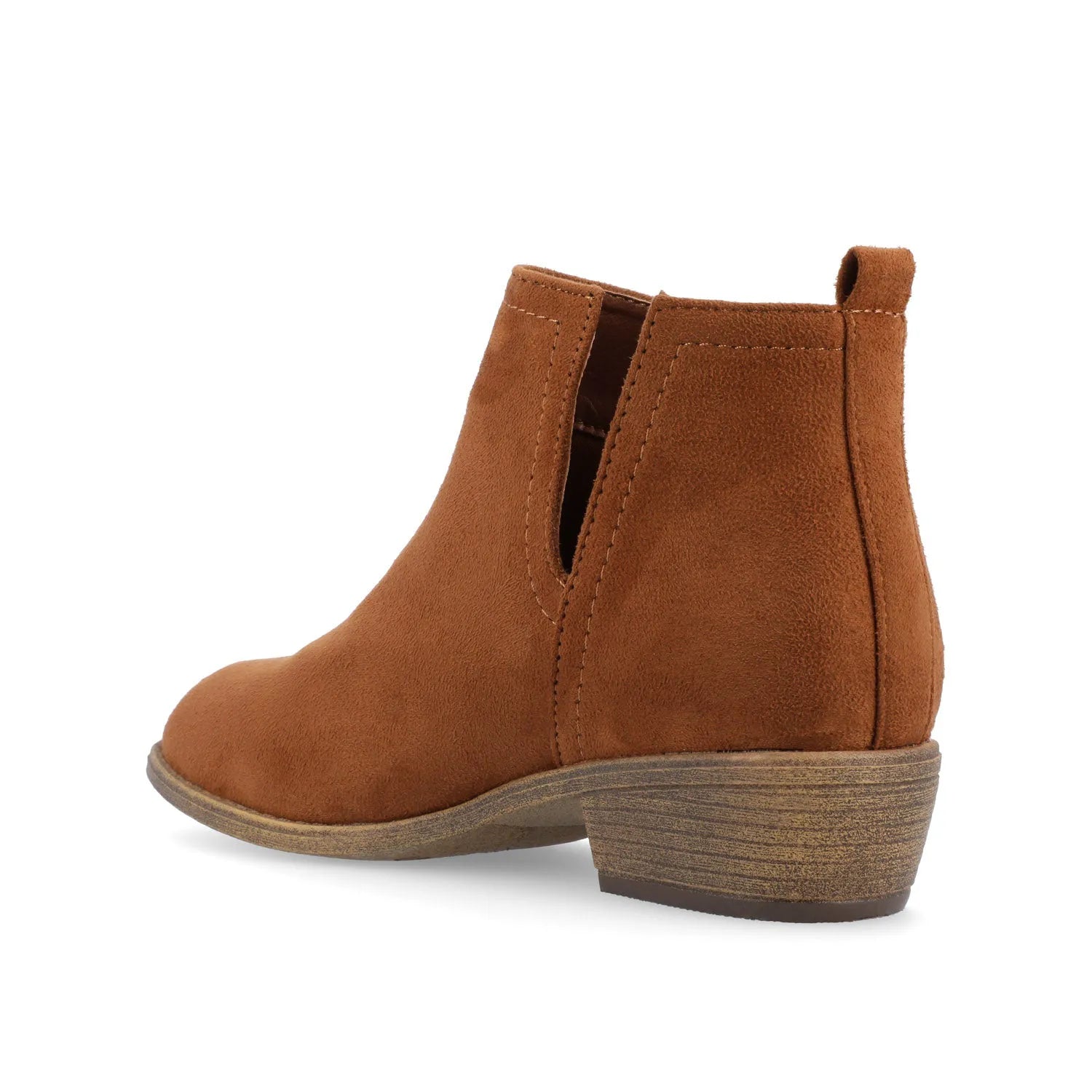 Rimi Block Heeled Booties in Faux Suede - Camel