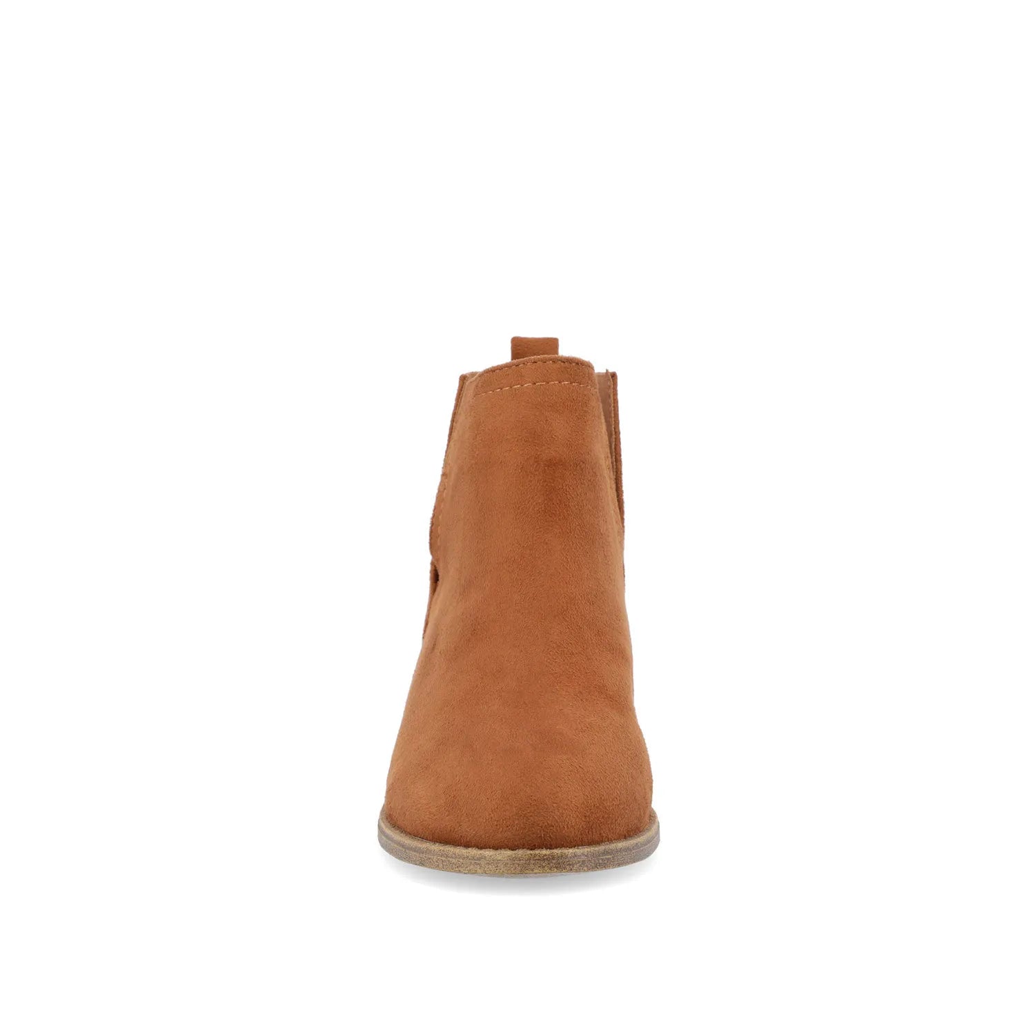 Rimi Block Heeled Booties in Faux Suede - Camel
