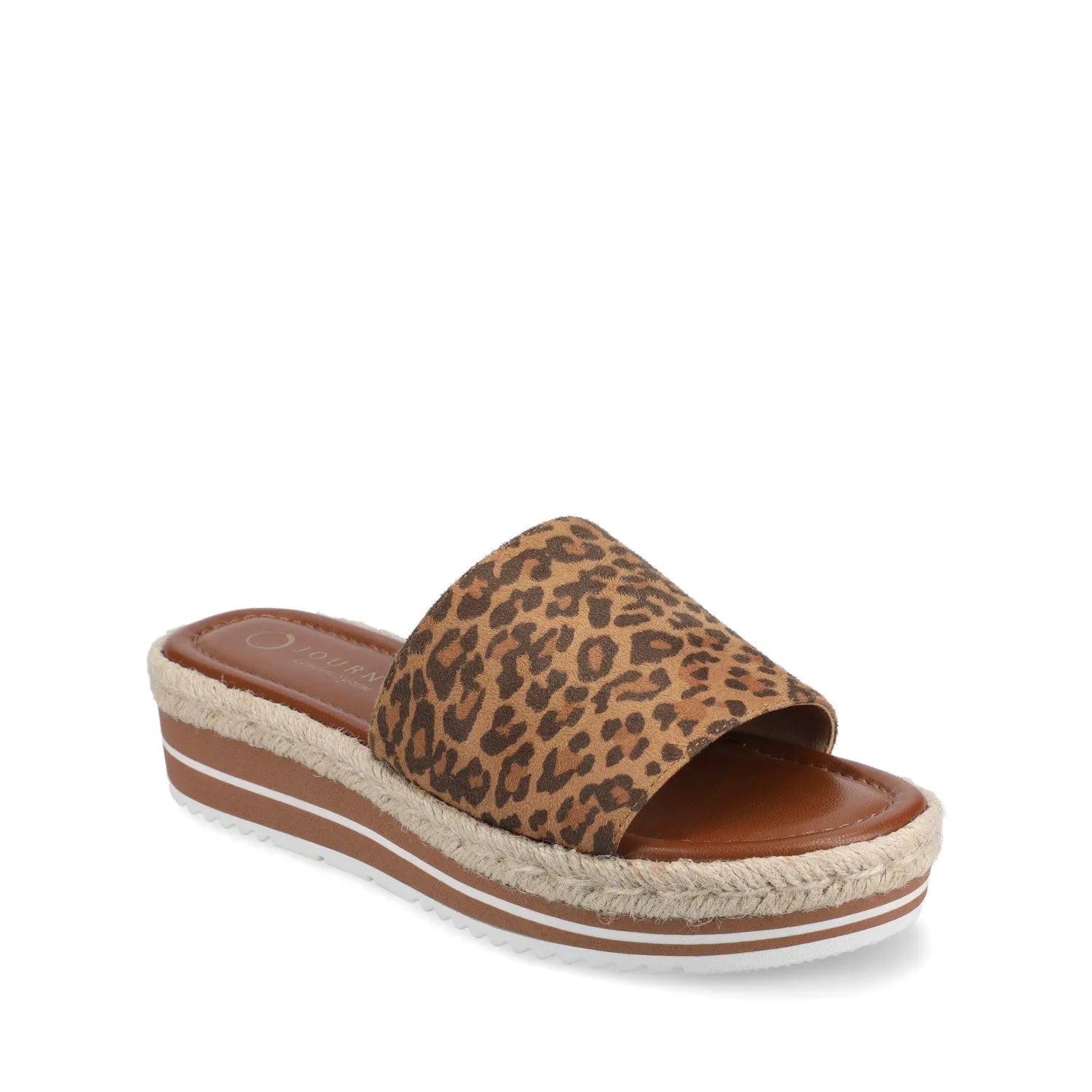 Leopard Rosey Espadrille Wedge Heeled Slide Sandals