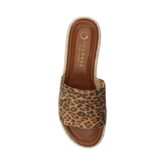 Leopard Rosey Espadrille Wedge Heeled Slide Sandals