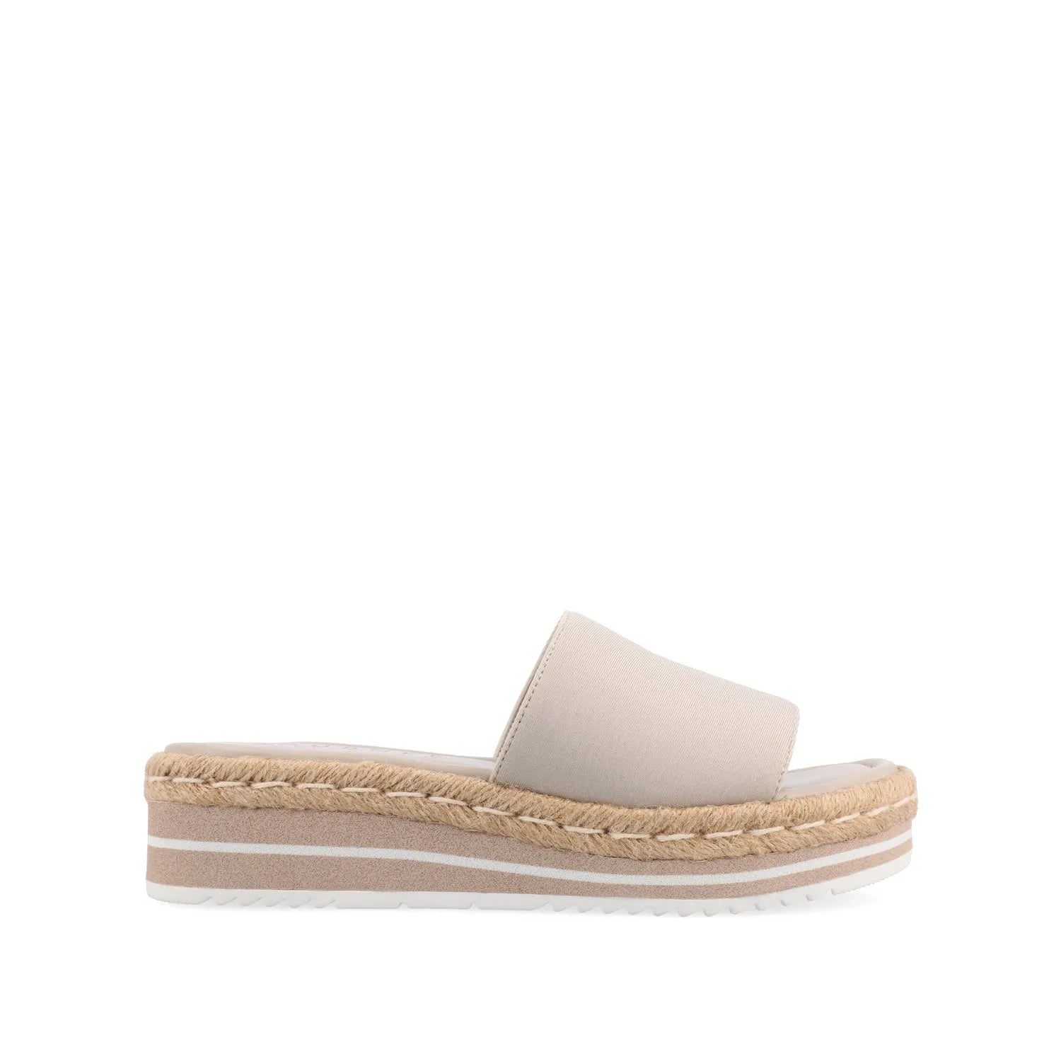 Taupe Rosey Espadrille Wedge Heeled Slide Sandals
