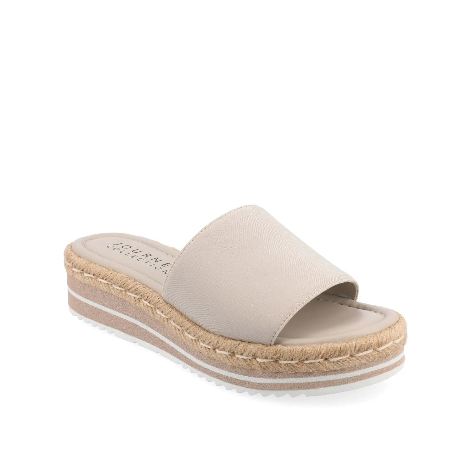 Taupe Rosey Espadrille Wedge Heeled Slide Sandals