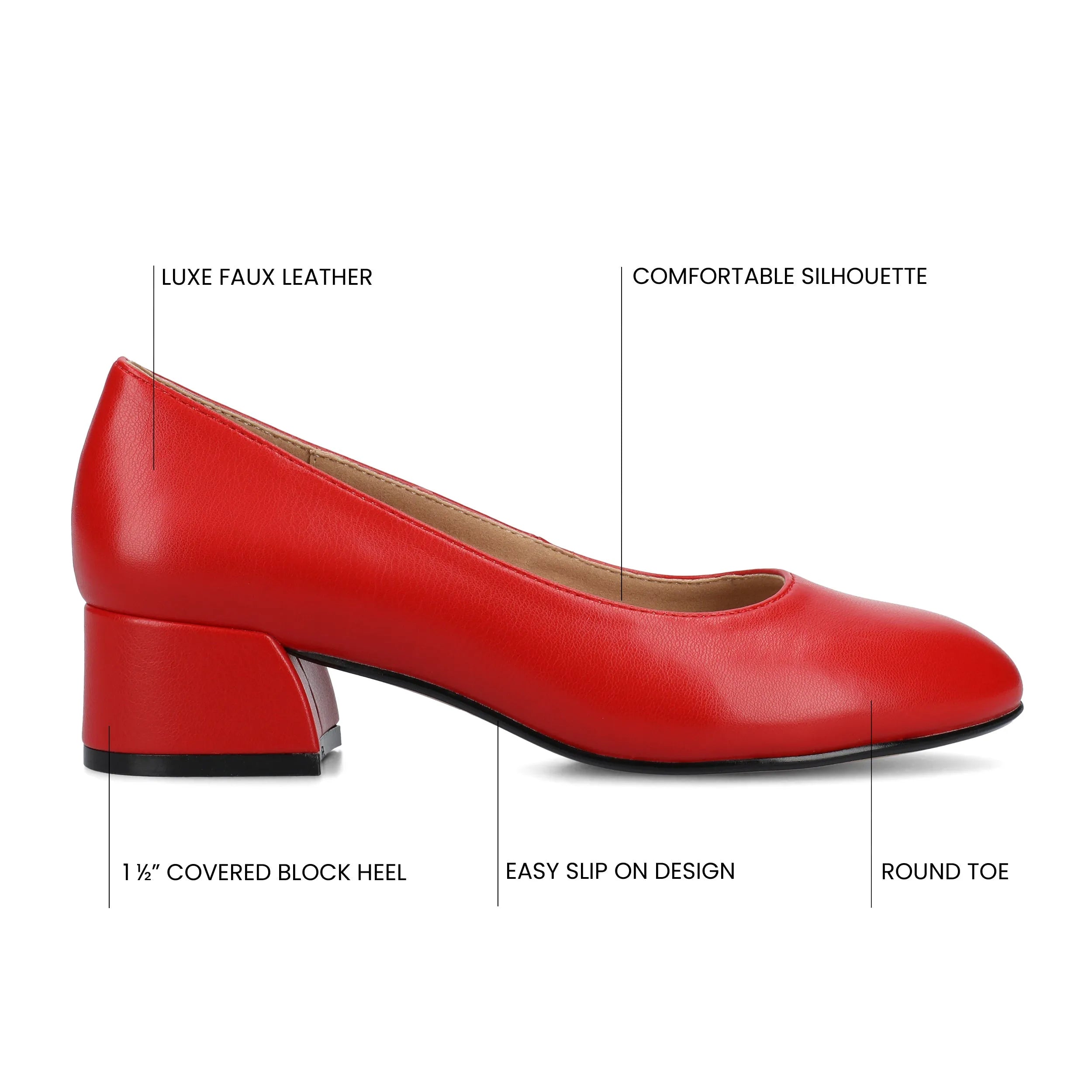 SAAR II Block Heel Pumps in Vegan Leather - Red PU