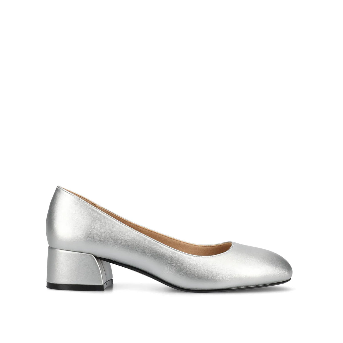 SAAR II Low Pump Heels in Patent - Silver PU