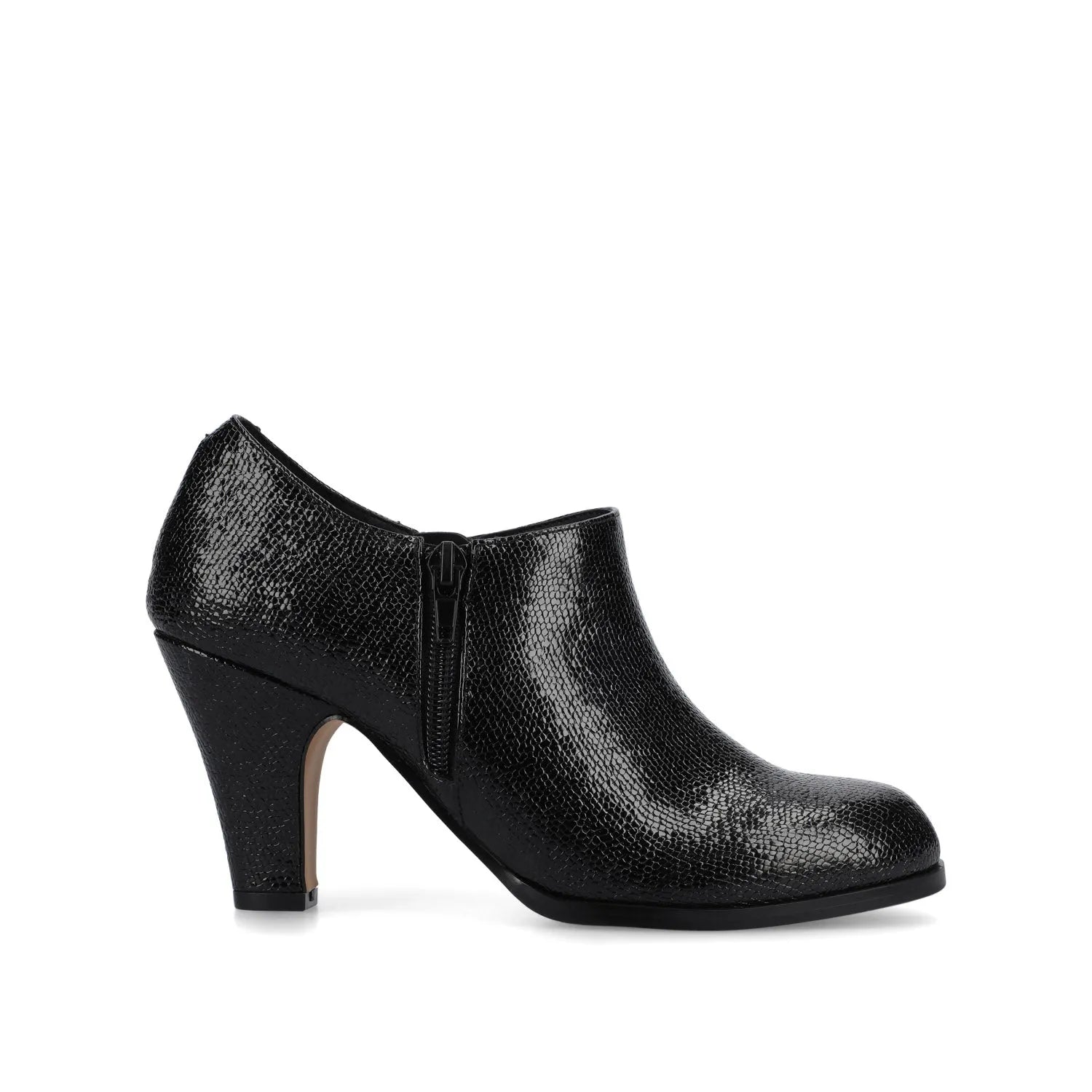 SANZI Zip-Up Booties in Faux Suede - Black Lizard
