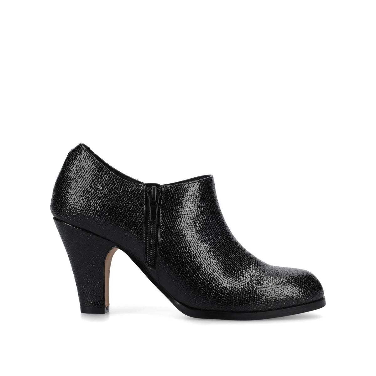 SANZI Zip-Up Booties in Faux Suede - Black Lizard