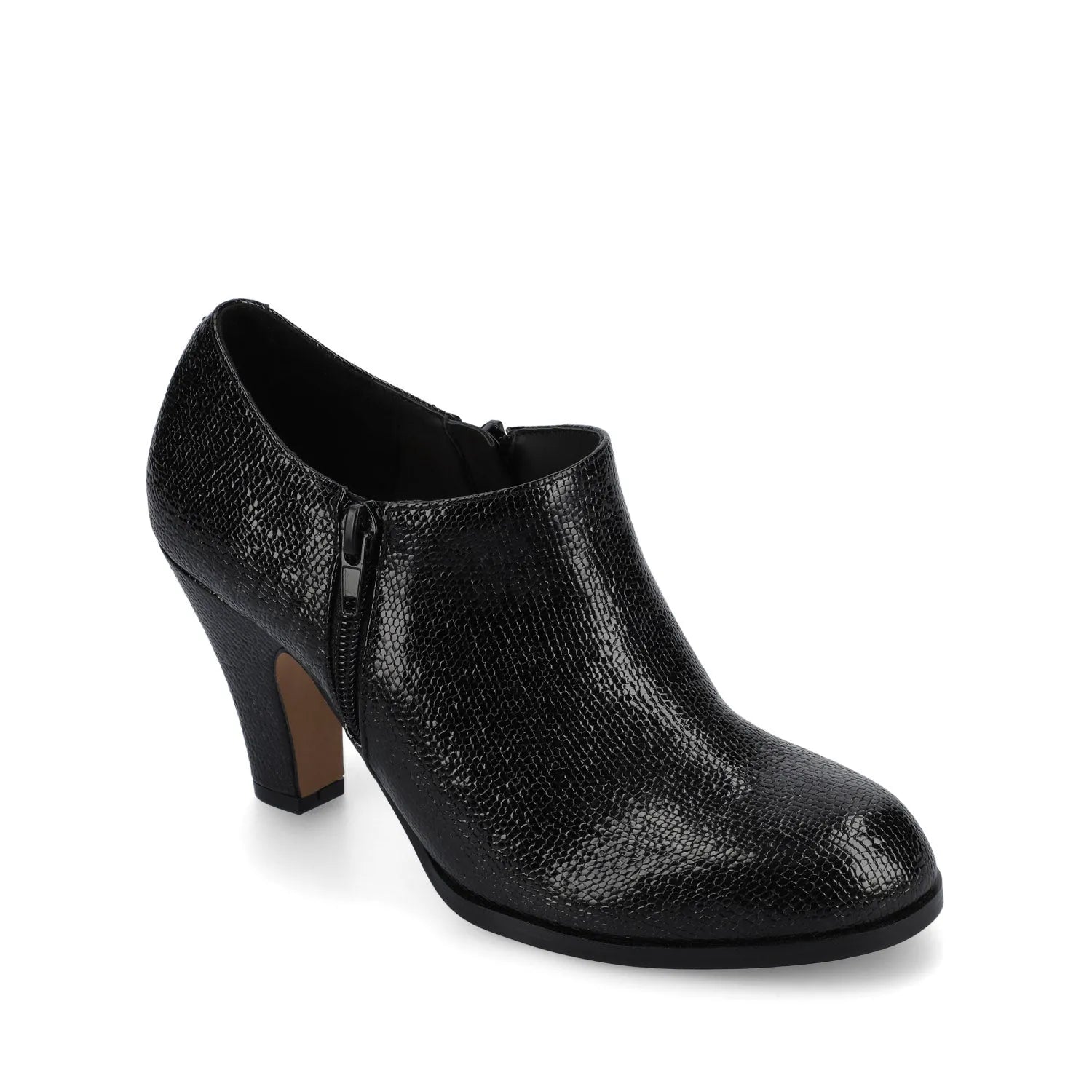 SANZI Zip-Up Booties in Faux Suede - Black Lizard