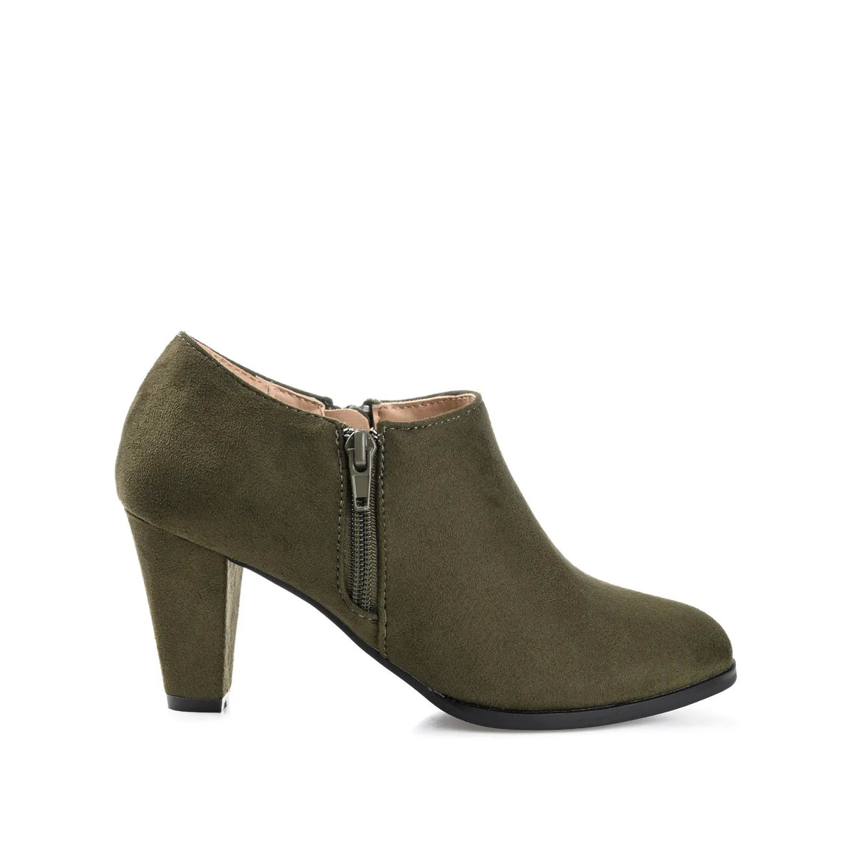 SANZI ZIP-UP BOOTIES IN FAUX SUEDE - Olive