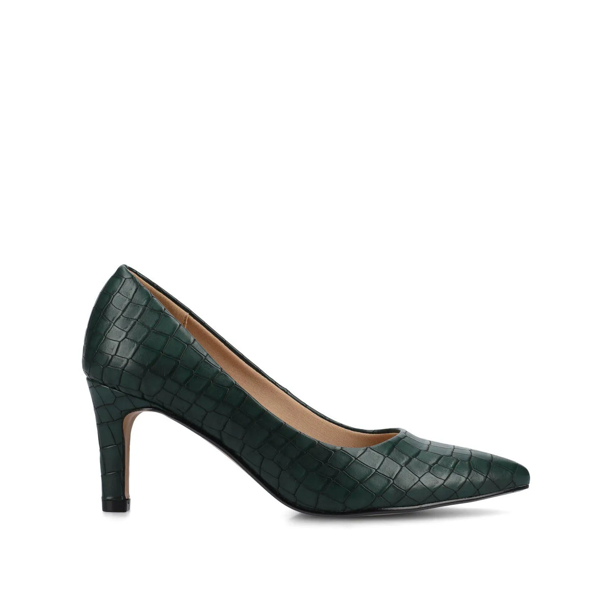 SCYLEE Stiletto Pump Heels in Green Croco