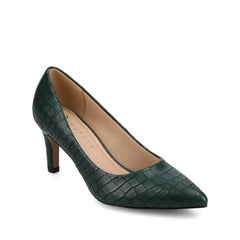 SCYLEE Stiletto Pump Heels in Green Croco