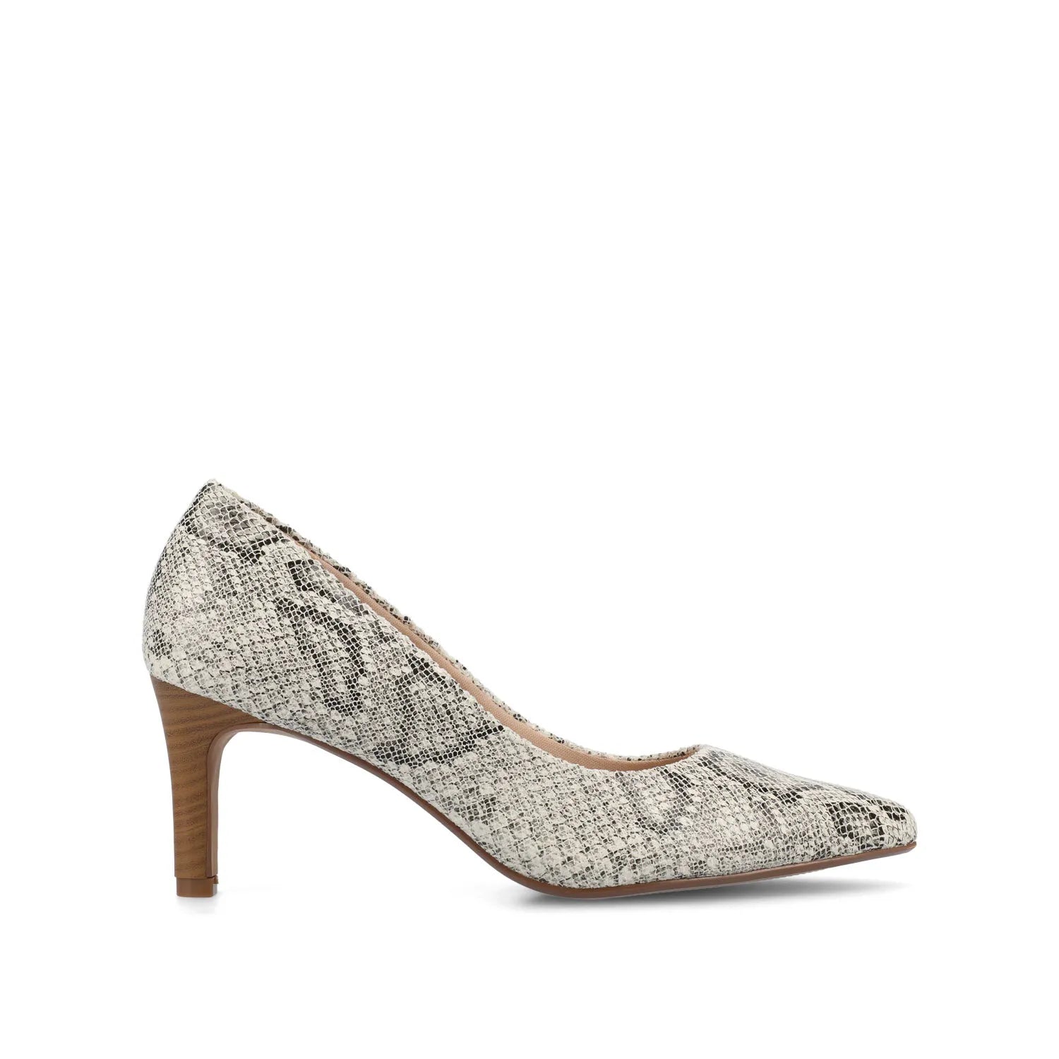 SCYLEE Snake Stiletto Pump Heels in Vegan Leather