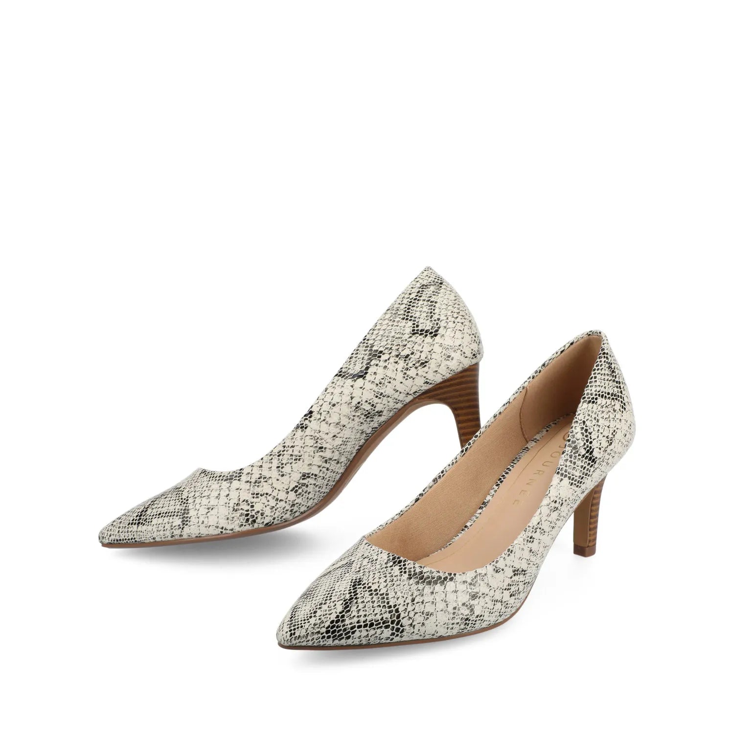 SCYLEE Snake Stiletto Pump Heels in Vegan Leather