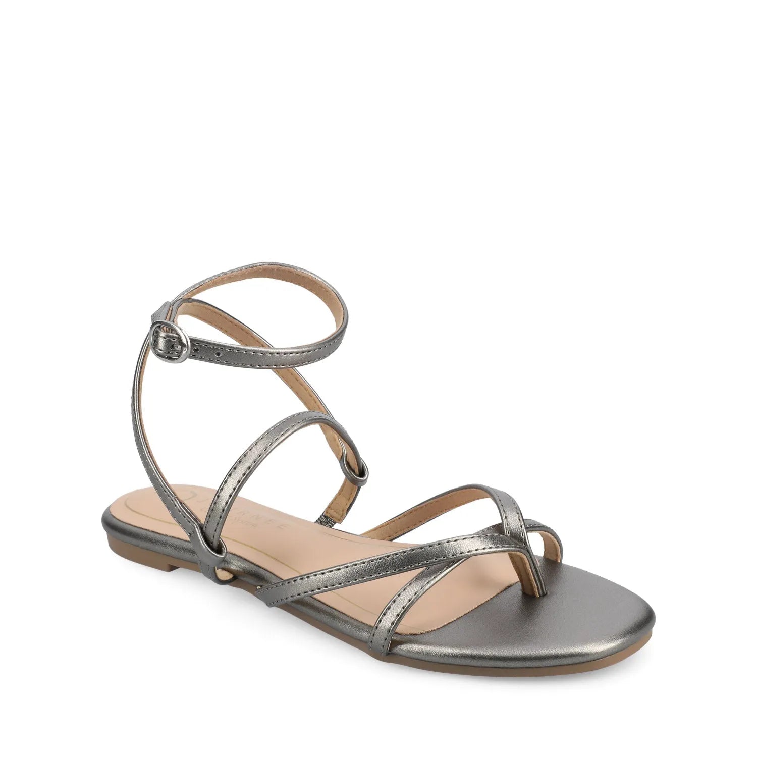 Serissa Crisscross Sandal in Vegan Leather - Pewter