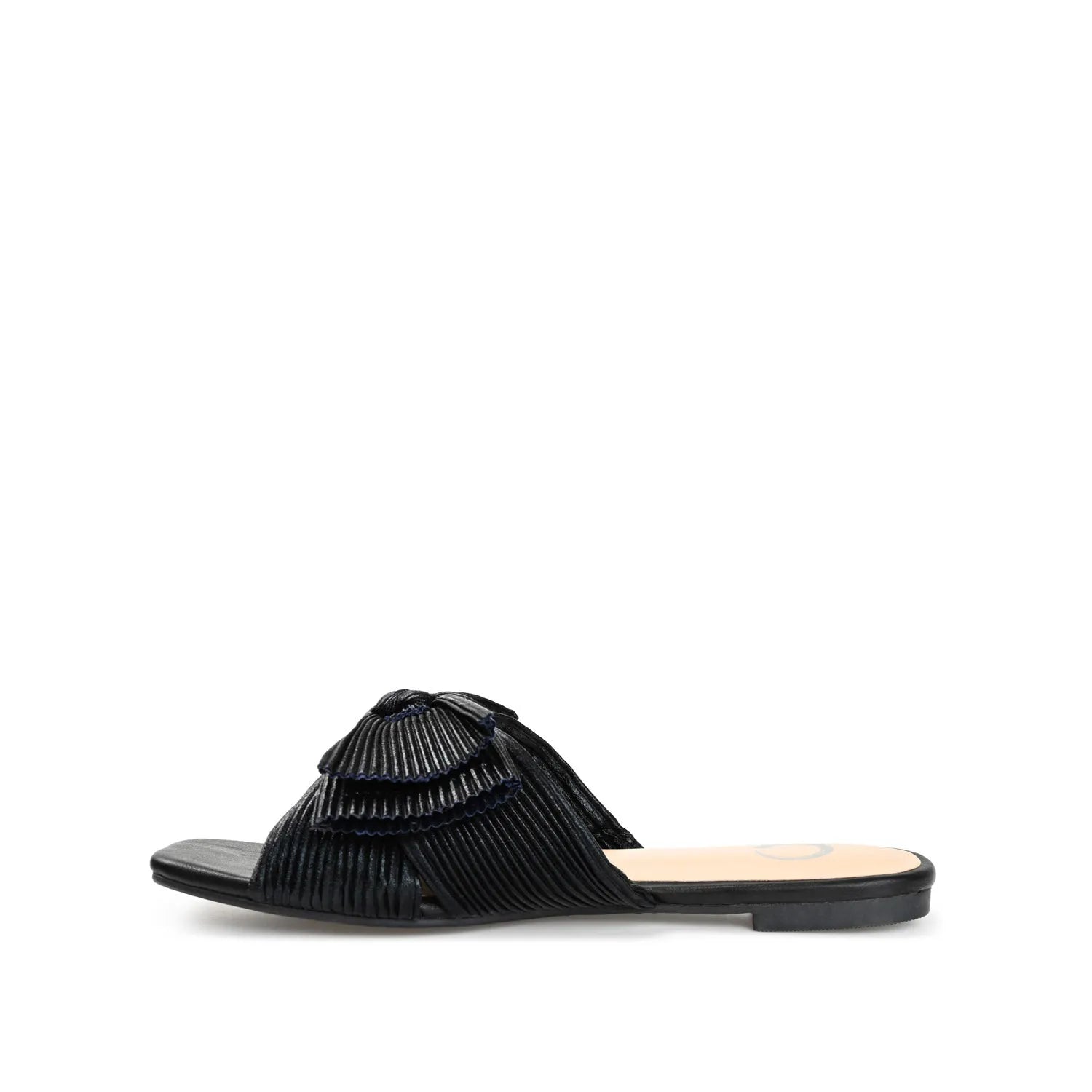 SERLINA Pleated Slide Sandals in Foil - Black
