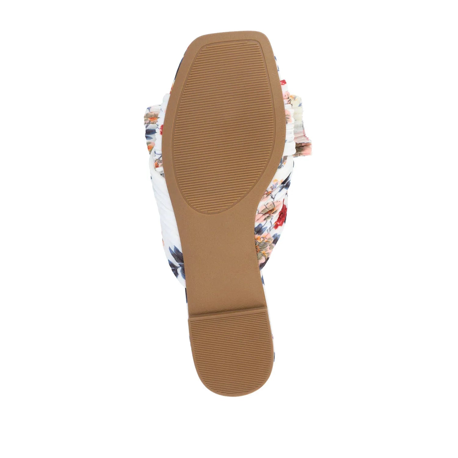 SERLINA Pleated Slide Sandals in Foil - Dark Floral Fabric