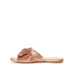 SERLINA Pleated Slide Sandals in Foil - Rose Gold PU