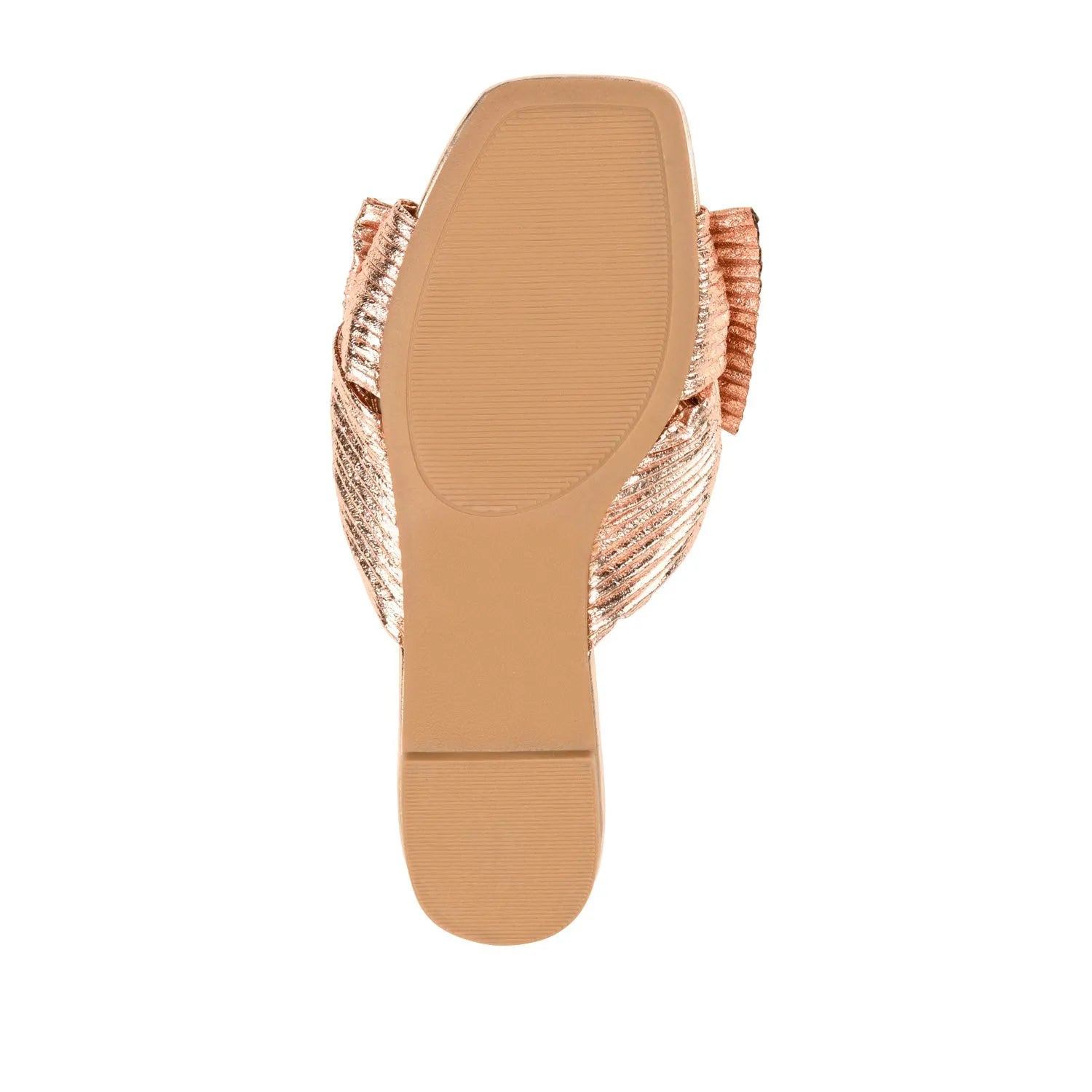 SERLINA Pleated Slide Sandals in Foil - Rose Gold PU