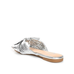 SERLINA Pleated Slide Sandals in Wide - Silver PU