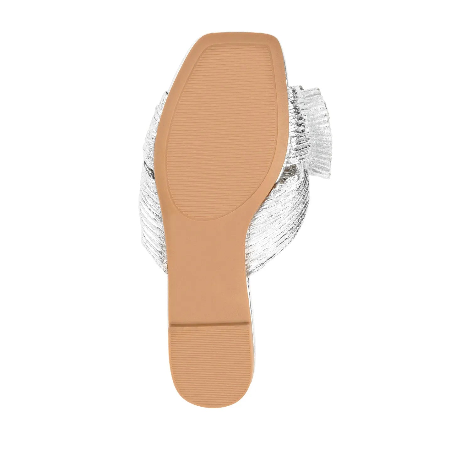 SERLINA Pleated Slide Sandals in Wide - Silver PU