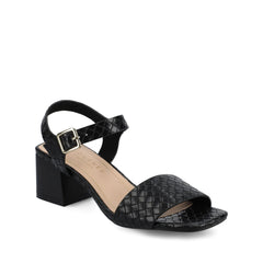 Shaina Open Toe Heels in Black Woven