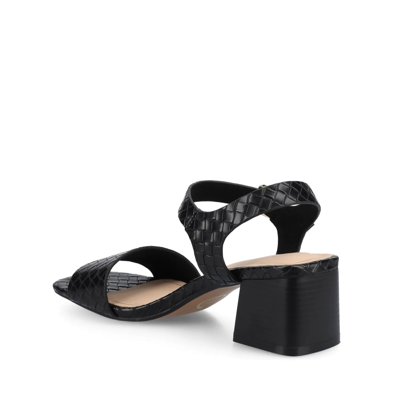 Shaina Open Toe Heels in Black Woven