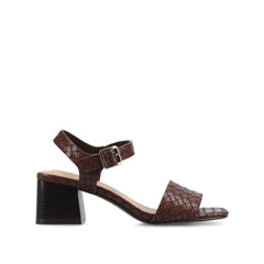 SHAINA OPEN TOE HEELS - Chocolate Woven