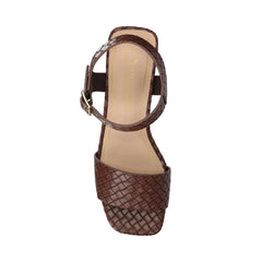 SHAINA OPEN TOE HEELS - Chocolate Woven
