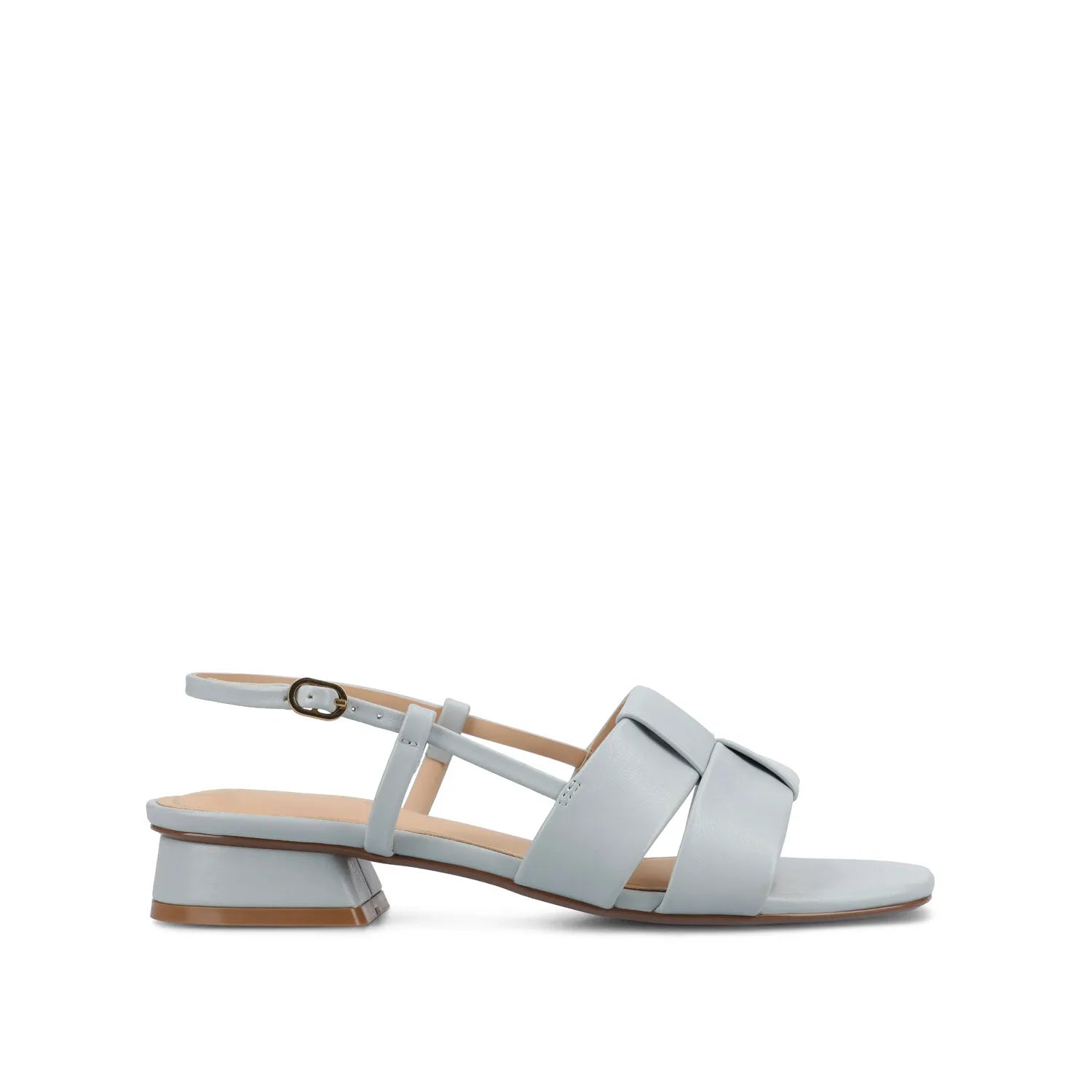 Tabatha Low Block Heels in Vegan Leather - Blue