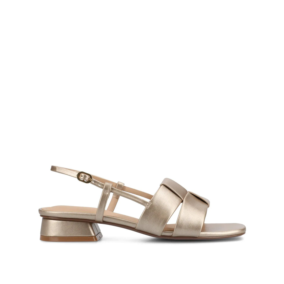 Tabatha Low Block Heels in Vegan Leather - Champagne