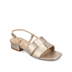 Tabatha Low Block Heels in Vegan Leather - Champagne
