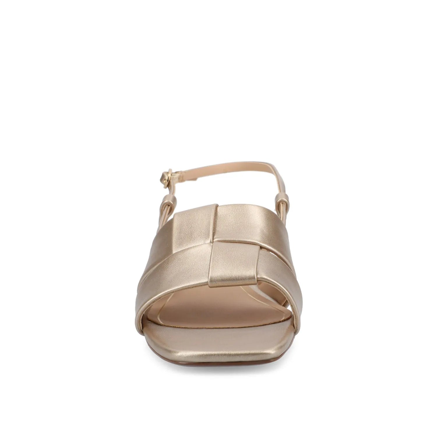 Tabatha Low Block Heels in Vegan Leather - Champagne