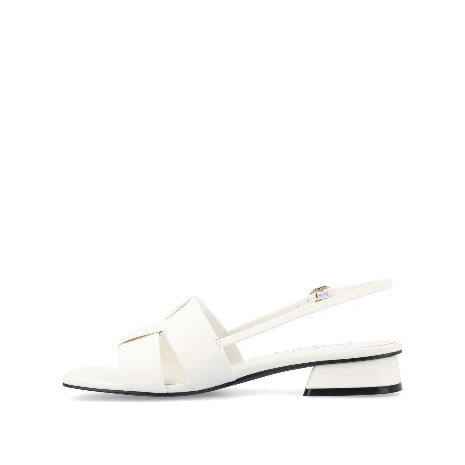 Tabatha Low Block Heels in Vegan Leather - White